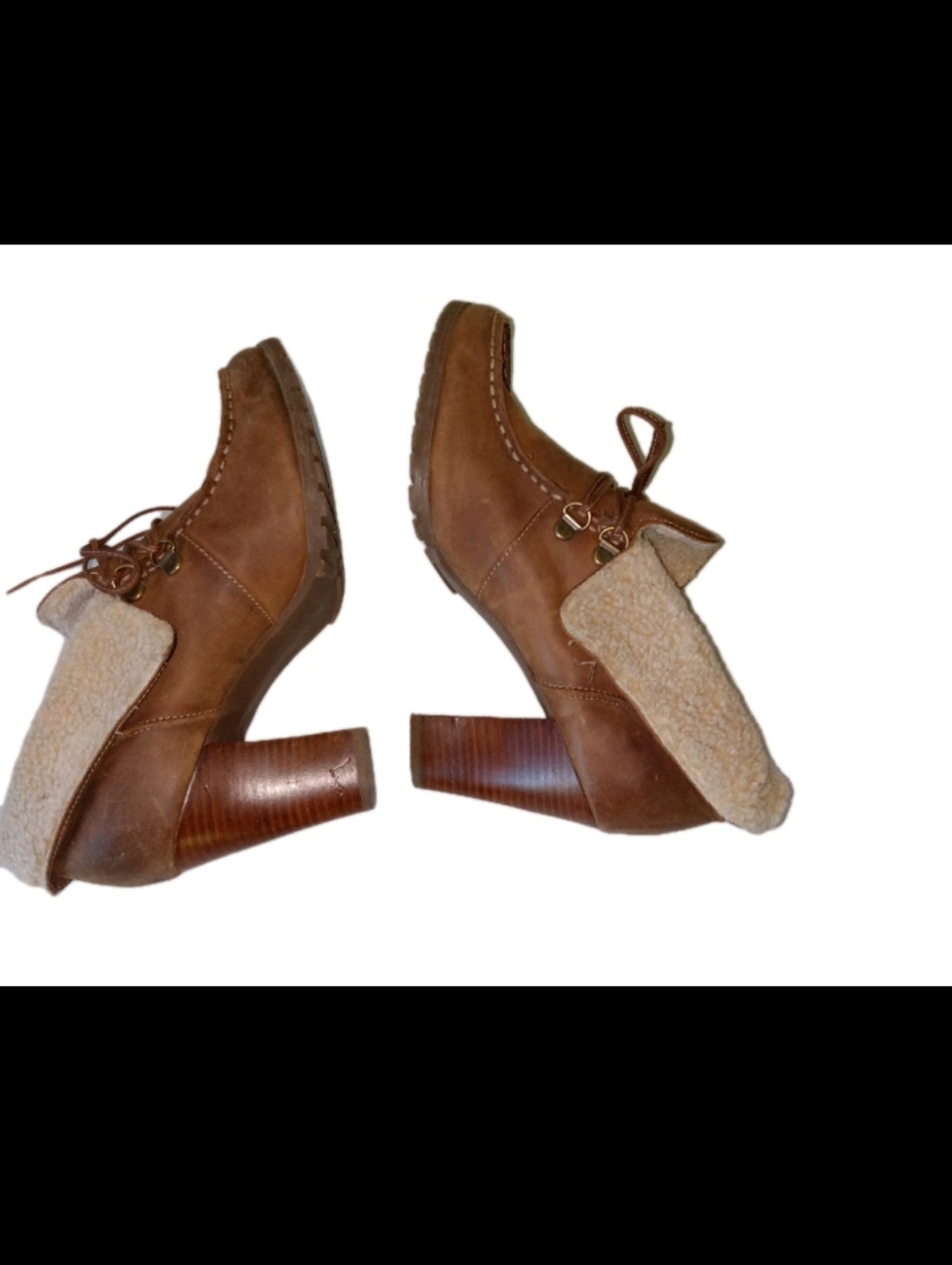 Audrey Brooke Leather Stiletto Platform Booties 9 M - Picture 6 of 10